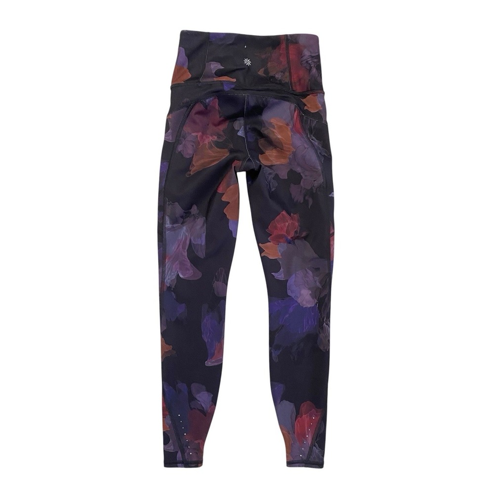 Lot of 2 Athleta Leggings XXS & XXSP Floral Purple & Multicolor Striped - Picture 8 of 11